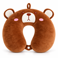 Oreiller de voyage en forme de U pour bébé, motif ours mignon, avec billes EPS, soutien cervical, oreiller en peluche pour la sieste en avion ou en voiture, personnalisable OEM