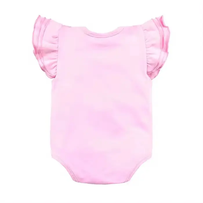 नवजात शिशु लड़की फ़्लटर स्लीव सॉलिड कलर जंपसूट छोटी लड़कियों के लिए सूती कपड़े ग्रीष्मकालीन रफ़ल बेबी रोम्पर