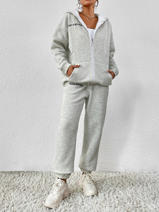 OEM Marques Célèbres Ensemble de Gym Vêtements pour Femmes Bas Mqo Luxe Hiver Cordon Ensemble Broderie Personnalisée <span class=keywords><strong>Cargo</strong></span> Survêtement Zippé - Product Image 3