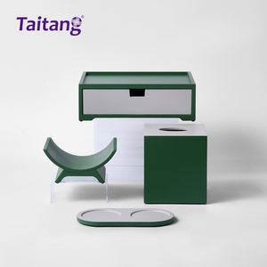 Fournitures hôtelières en gros, articles divers pour hôtels, ensemble d'accessoires de chambre d'hôtel en résine vert foncé - Product Image 3