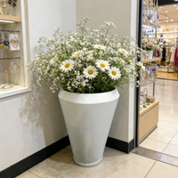 Pot de fleurs rond classique en fer, taille et couleur personnalisées, avec logo, finition galvanisée, écologique, pour usage intérieur en centre commercial