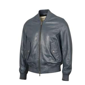 Veste bomber en cuir véritable bleu surdimensionnée pour hommes, vente en gros, écologique, respirante, streetwear en spandex - Product Image 1