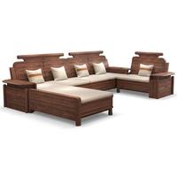 Canapé d'angle sectionnel moderne haut de gamme en bois massif de noyer noir nord-américain, style Mid-Century, avec rembourrage en mousse, pour hôtel et salon