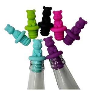 Bouchon de bouteille en silicone à succès transfrontalier avec motif petit ours et oiseau, pour la conservation de la fraîcheur du vin rouge - Product Image 3