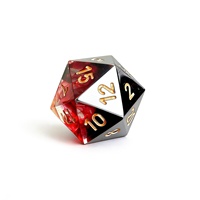 Lot de dés polyédriques carrés en résine rouge et noire de qualité supérieure, à bords vifs, 1 pièce avec lettrage doré pour D&D