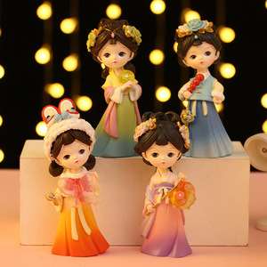 Yu Mo Adorno de Resina Estilo Antiguo para Niña, Figura Creativa para Decoración del Hogar, Sala de Estar, Recibidor, Soporte de TV - Product Image 4