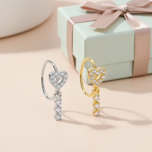 Novo Design 2026: Piercing de Nariz em Forma de Coração com Pingente, Anel em Aço Inoxidável Banho de Ouro, Joia de Nariz Feminina - Product Image 5