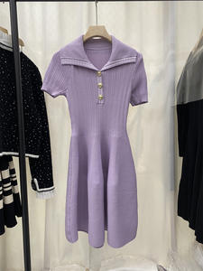 Robe courte en tricot décontractée à col rabattu et manches courtes de style français pour femmes, été 2026 - Product Image 6
