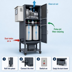 Nuovo Estrattore di Polvere per Lavorazione Metalli con Filtro HEPA, 3 HP, 4000 CFM, Filtro a Cartuccia - Product Image 4