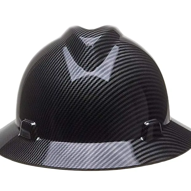 Cowboy full brim safety hard hat carbon fiber safety helmet with CE and ANSI Standard