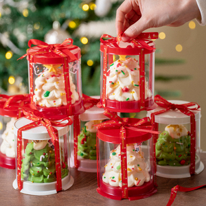 Christmas Party Events <b>Sweets</b> Packaging Round Solo Cupcake Boxes Single Muffins Containers Holder Disposable Plastic <b>Box</b> Dessert - Product Image 2