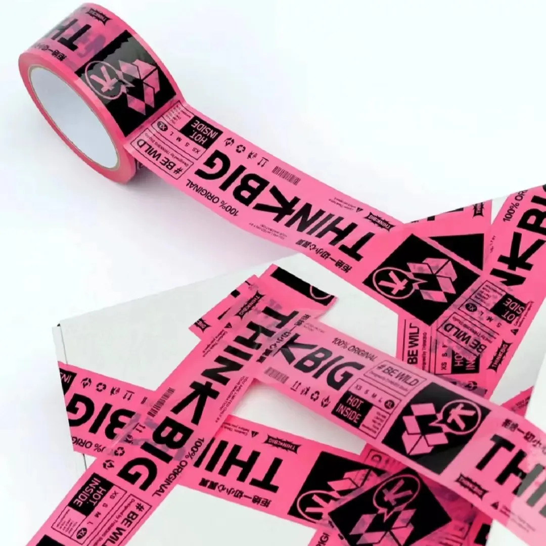 Kunden spezifische Rolle wasserdicht selbst klebend gedruckt für Pack Box Bopp Versand Versiegelung Verpackungs band mit Logo Sticky Custom Tape