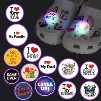 Lampu LED Tahan Air Populer, Hiasan Sepatu Cetak UV Custom I Love, Dekorasi Clog Bling yang Bersinar dalam Gelap untuk Anak-Anak, Hadiah Keluarga
