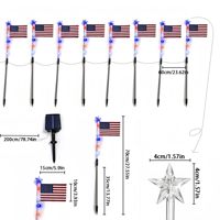 Lampe solaire à piquet drapeau américain, étanche, LED, luminaire patriotique de jardin avec étoile en sommet pour le 4 juillet, Jour de l'Indépendance