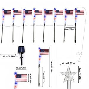 Lampe solaire à piquet drapeau américain, étanche, LED, luminaire patriotique <span class=keywords><strong>de</strong></span> jardin avec étoile en sommet pour le <span class=keywords><strong>4</strong></span> juillet, Jour <span class=keywords><strong>de</strong></span> l'Indépendance - Product Image 5