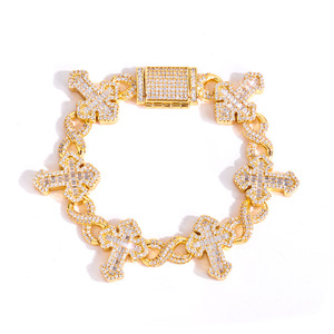 OEM Genuine Gold Plated S925 Silver Holy Cross Moissanite Bracelet Hand <b>Set</b> Hip Hop Iced Out Custom Fine Jewelry Suppliers B2B - Product Image 1