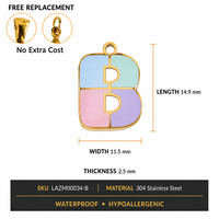 Breloques en lettres de l'alphabet en émail pastel en acier inoxydable 304, plaquées or 18 carats, pour la création de bijoux DIY