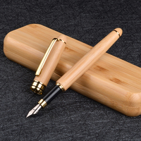 Ensemble cadeau de stylo plume et stylo à bille en bambou avec logo personnalisé, logo personnalisé, signature d'entreprise, écriture, cadeau exclusif