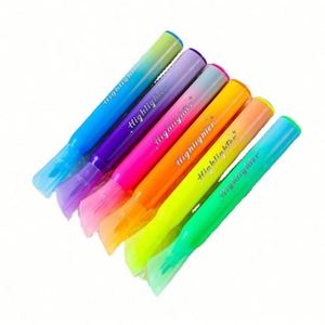 Juego de 6 Mini Marcadores Kawaii con Punta de Pincel Oblicua, Tinta Fluorescente, Material de Papelería para Escolar y Oficina - Product Image 1