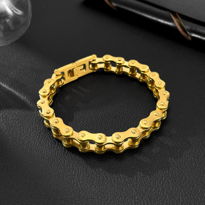European and American <b>bracelet</b> men's stainless steel trendy rock personality motorcycle chain bicycle titanium steel <b>bracelet</b> - Product Image 3