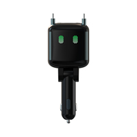 Chargeur de voiture rétractable GC25 65W, 4 ports, double câble Type C intégré, charge rapide, adaptateur allume-cigare pour ordinateur portable et téléphone