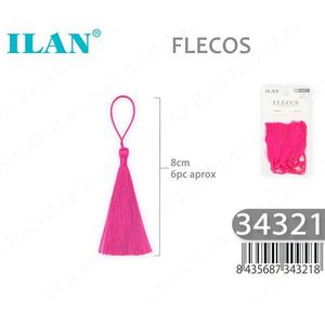 พู่สีชมพูขนาดประมาณ 8 ซม. จำนวน 6 ชิ้น ยี่ห้อ ILAN Flecus สำหรับงานประดิษฐ์และตกแต่ง - Product Image 1