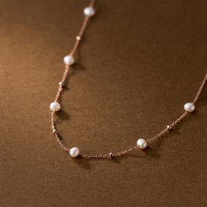 S925 <b>Silver</b> <b>Pearl</b> <b>Necklace</b> for Women Teardrop Shaped Diamond with Lace Fashionable Simple Temperament Model D9085 - Product Image 1
