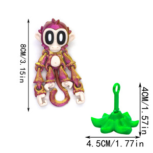 Ornements et articles de décoration personnalisés singe articulé amusant imprimés en 3D, modèle articulé imprimé en 3D, autocollants aimantés pour réfrigérateur - Product Image 3