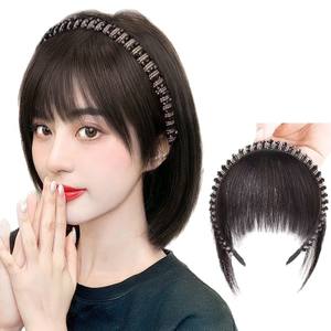 Peluca de cabello humano de marca nacional con flequillo lateral y diadema con diamantes de imitación para mujer, cómoda, sin clips - Product Image 2