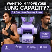 Entraîneur respiratoire vocal intelligent en gros avec contrôle par application |   Appareil d'exercice des muscles respiratoires à résistance réglable sur 8 niveaux