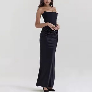 Robe d'été de haute qualité, élégante et sexy, sans bretelles, à taille ajustée, en coton, robe longue de soirée pour femmes - Product Image 2