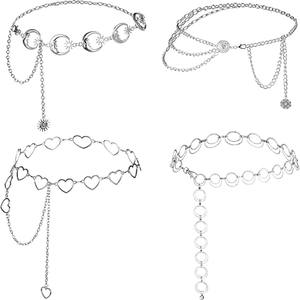 Chaîne de corps tendance en alliage de zinc, forme cœur, pour femme, chaîne de taille de fête, ceinture de nombril multicouche, accessoire de robe - Product Image 1