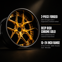 Jantes en alliage d'aluminium forgé sur mesure OEM, neuves, 2 pièces, 15-24 pouces, 5X112/5X114.3, finition or foncé à déport profond pour Audi Mercedes