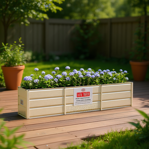 Fioriera in Acciaio Avorio 94.49 X 15.75 X 17.72 Pollici, Vaso da Giardino per Esterni, Design Moderno e Minimalista - Product Image 2