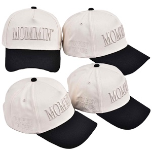 Women's Spring Summer Outdoor Sun Protection Baseball Cap New Letter Embroidery 'MOMMIN' <b>Duck</b> Tongue <b>Hat</b> Canvas Trucker <b>Hat</b> - Product Image 1