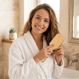 Nouvelle conception 2026 – Brosse à cheveux en bois de bambou personnalisable avec logo, directement de l'usine, pour femmes, démêlante, type paddle, pour extensions capillaires, usage professionnel en salon - Product Image 2