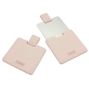 Roestvrijstalen Handheld Cosmetische Make-Up Metalen Draagbare Pocket Credit Promotie Kaart Spiegel Met Aanpasbaar Logo