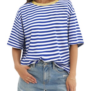 Camisetas a Rayas Casuales 2025, Camiseta Básica para Mujer, Camisetas Holgadas de Cuello Redondo, Manga Corta, Estampado de Verano - Product Image 3