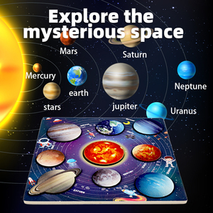 Puzzle del Sistema Solare in Legno, Gioco Educativo Montessori con 8 Pianeti, Gioco di Abbinamento Astronomico per Bambini - Product Image 5