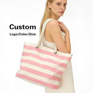 <strong>Large</strong> Capacity Beach <strong>Bag</strong> Reusable Shopping <strong>Bag</strong> Eco-friendly <strong>Canvas</strong> Custom Printed Logo Cotton Rope Tote <strong>Bag</strong> - Product Image 2
