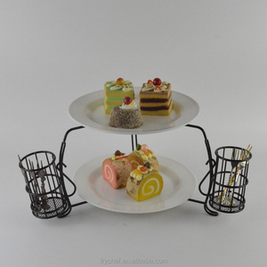 Juego de platos de exhibición con soporte de Metal, estante de exhibición de comida para comedor, Buffet, 7 piezas, color negro - Product Image 5