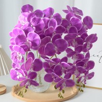 Fleur d'orchidée artificielle au toucher réel Phalaenopsis pour la décoration de la maison et des mariages, 9 têtes, fleur d'orchidée en latex au toucher réel