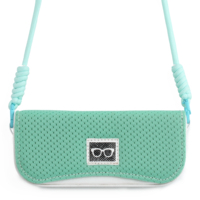 Étui à lunettes semi-rigide en maille et éponge avec logo, durable et doux, sac à lunettes de soleil portable et moelleux