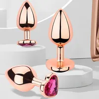 Perles anales en métal cristal en forme de cœur rose or, masseur de prostate, jouet sexuel pour adultes, produits gays pour femmes et hommes