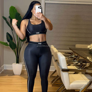 Pakaian Desainer Grosir Musim Panas Atasan Tanpa Lengan 2 Set Celana  Setelan Olahraga Merek Fashion Gym Fitness Yoga Dua Potong untuk Wanita - Product Image 3