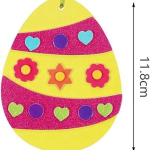 Tarjetas de papel con diseño de huevos de Pascua, recortes de huevos de Pascua con cinta para colgar, recortes artesanales de huevos con patrones coloridos, adorno de etiqueta de Pascua - Product Image 2
