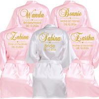 Peignoir de Mariage Personnalisé avec Nom et Date, Peignoir de Mariée en Faux Soie, Robe de Mariée, Robes de Mariée pour Femmes, Robe de Mariée pour Demoiselle d'Honneur, Robe de Mariage pour Femme, Robe de Soirée pour Enterrement de Vie de Jeune Fille