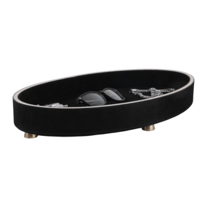 Vassoio decorativo rotondo minimalista in camoscio per centrotavola da caffè, elegante vassoio d'accento per la casa, per camera da letto o vanità del bagno - Product Image 2