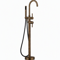 Ensemble de robinetterie de douche à effet pluie moderne en laiton brossé, à cartouche céramique unique, à poser au sol, haute pression, avec barre coulissante, populaire en Europe