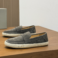 Mocassins en daim pour hommes de style italien, originaux, à enfiler, avec semelle en jute tressée, chaussures espadrilles décontractées vintage